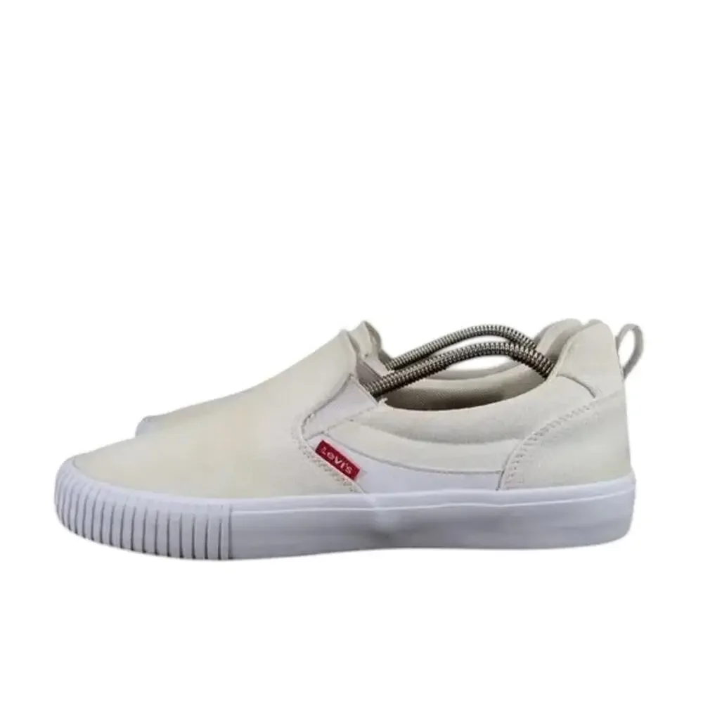 Levis Shoes Mens 9.5 Sneakers Lance Slip On Trainer Casual White Lifestyle Flat